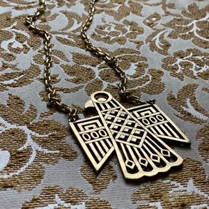 Vintage Brass Thunderbird Necklace